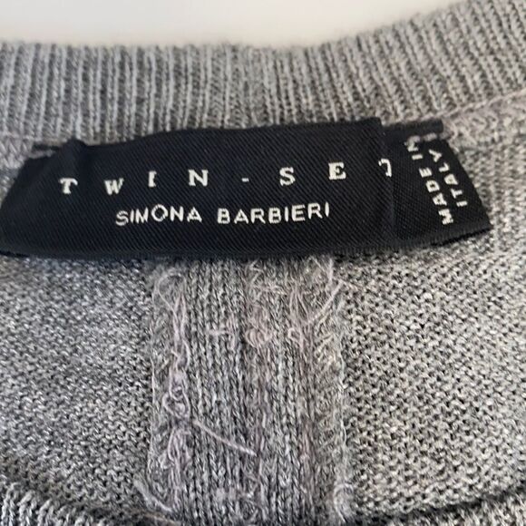 Twin Set Simoni Barbieri Bow‎ Back Sleeveless Tank Gray Metallic Scoop Neck - Picture 7 of 7